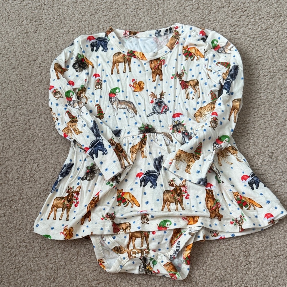 Little Crowns & Capes Christmas Animal Print Baby Outfit